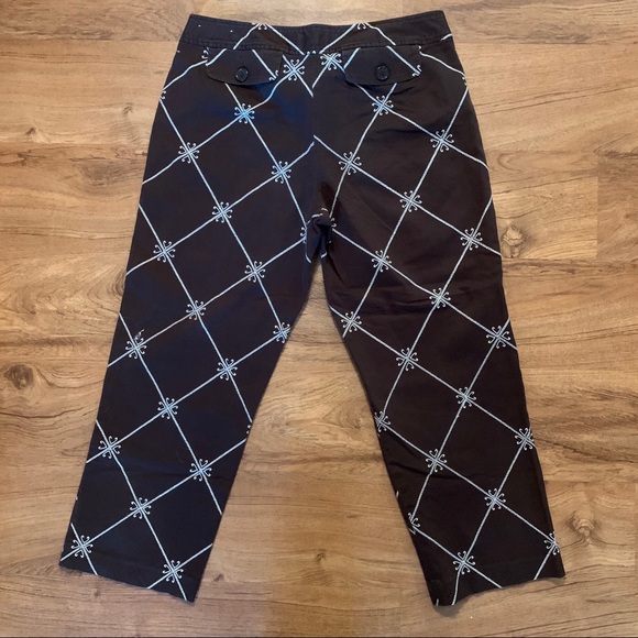 GAP Capris Cropped Pants Black White Diamond Sz 6 - Picture 6 of 8